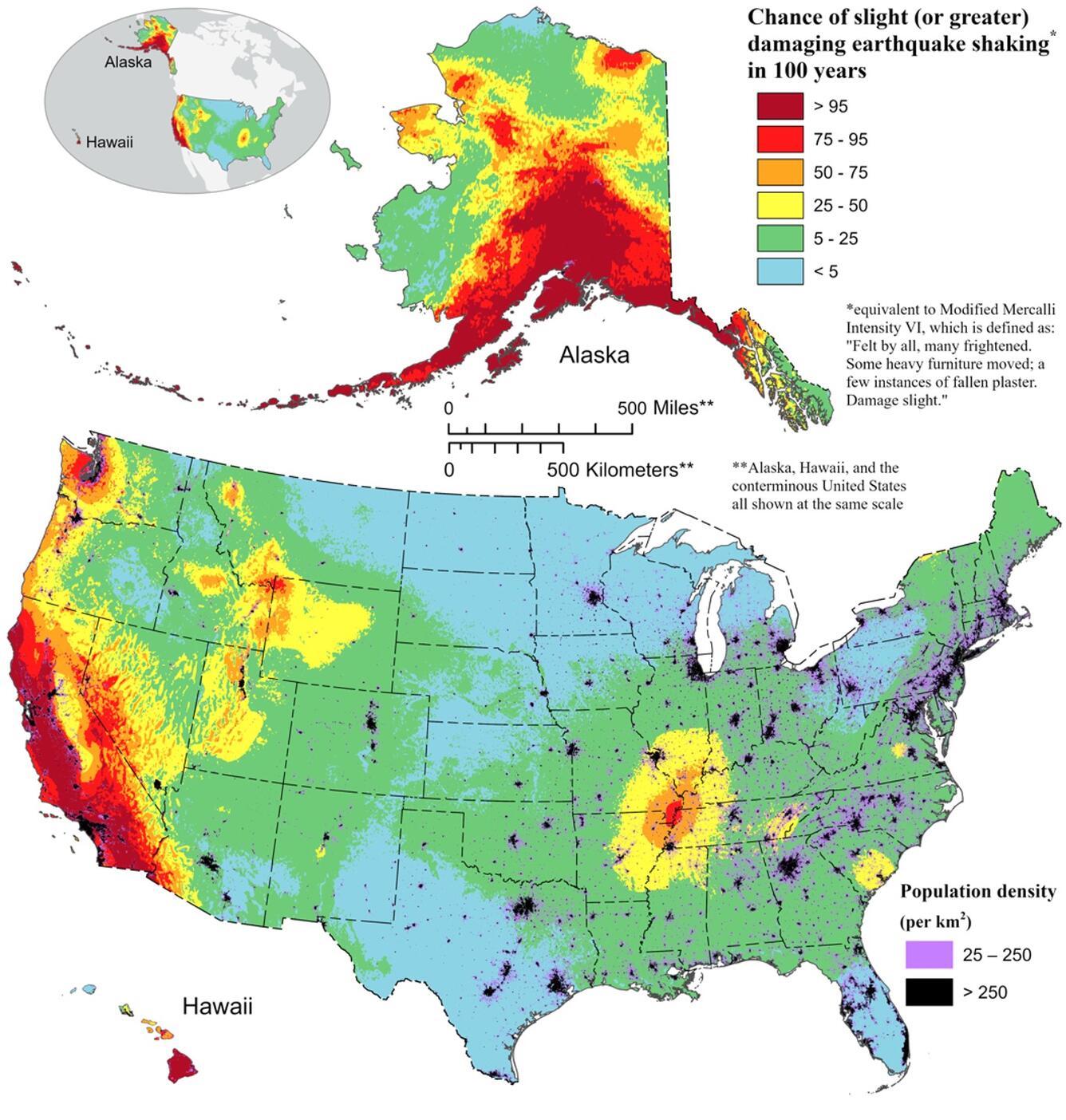 national seismic hazard model 2023 - chance of damaging earthquake shaking