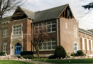 earthquake damaged building